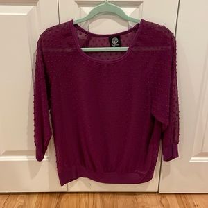 Bobeau purple sheer textured top, size small